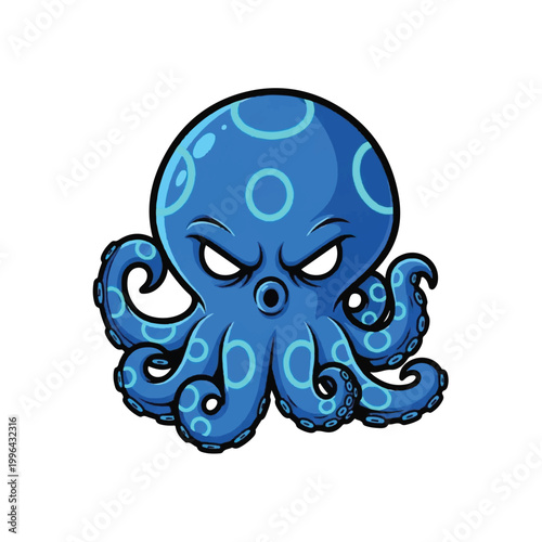 Angry cartoon octopus with spots.