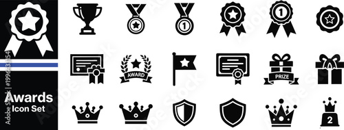 Awards line icon set.