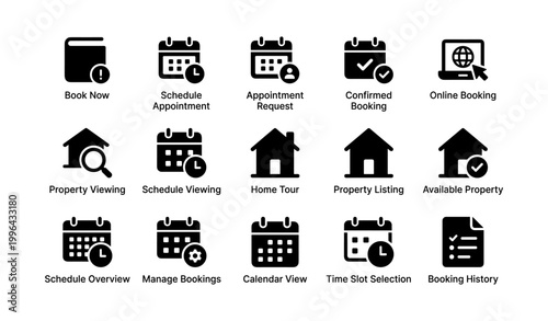 Appointment and property booking icons arranged in grid layout