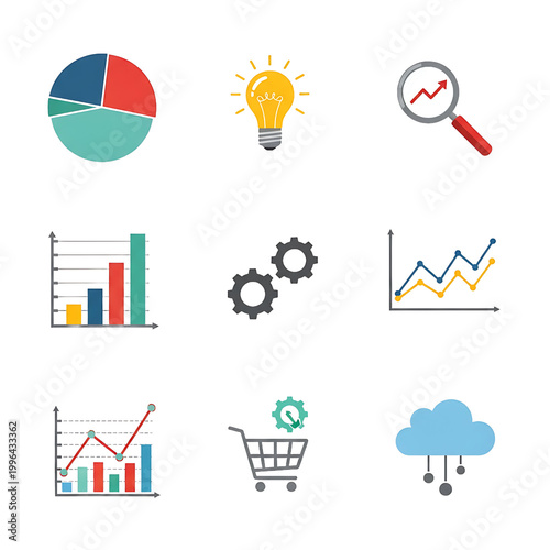Business Finance Graphs and Charts Icons.
