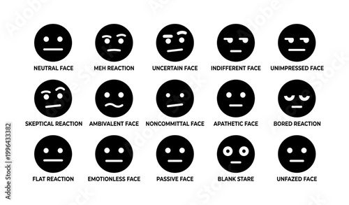 Neutral emoji faces showing indifferent and apathetic expressions