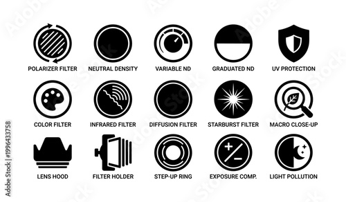 Filter icons showing various photographic filter types and functions