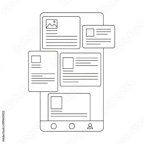 Smartphone with multiple app screens.