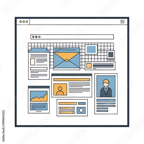 Web Design Elements on Screen.