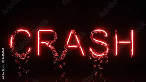 Exploding Neon Sign CRASH Effect with Shattering Glass and Bright Light Burst Animation
