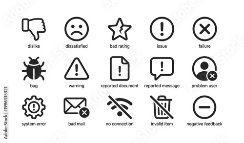 Alert and error icons arranged in a ui grid layout