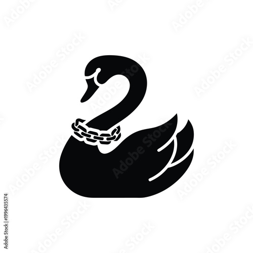 swan with chain icon bold black on white background