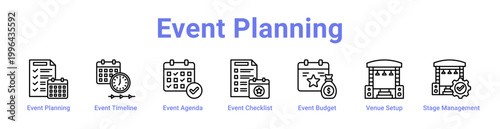 Event Planning Web Icon Banner and Collection
