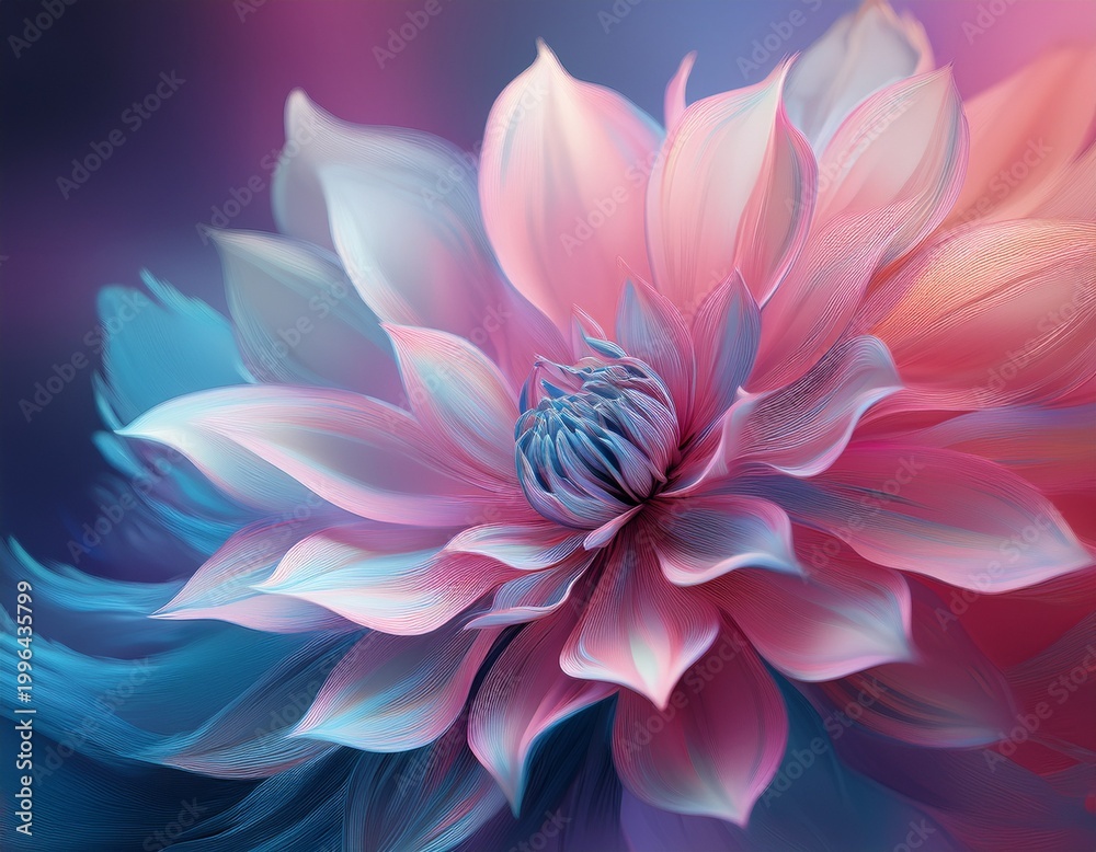 Fototapeta premium blurry depiction of a flower in various pink and blue hues