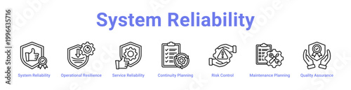 System Reliability Web Icon Banner and Collection