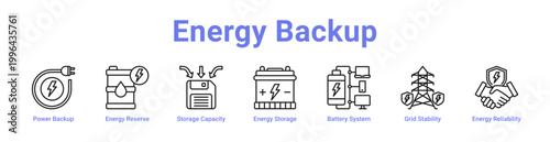 Energy Backup Web Icon Banner and Collection