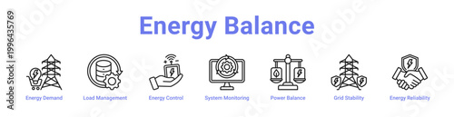 Energy Balance Web Icon Banner and Collection