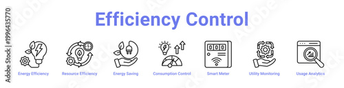 Efficiency Control Web Icon Banner and Collection