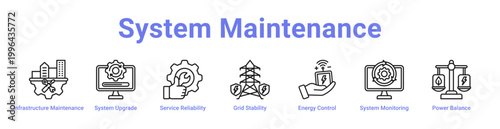 System Maintenance Web Icon Banner and Collection