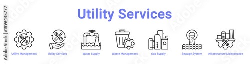Utility Services Web Icon Banner and Collection