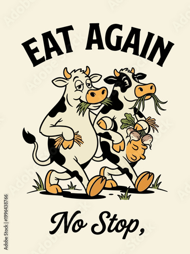 Cows Eating No Stop Hungry Animals.