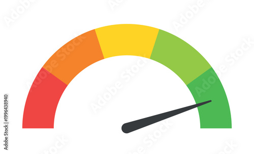 Set of customer satisfaction meters showing different rating levels with emoticon faces, colorful performance indicators isolated on transparent background, feedback scale collection service analysis