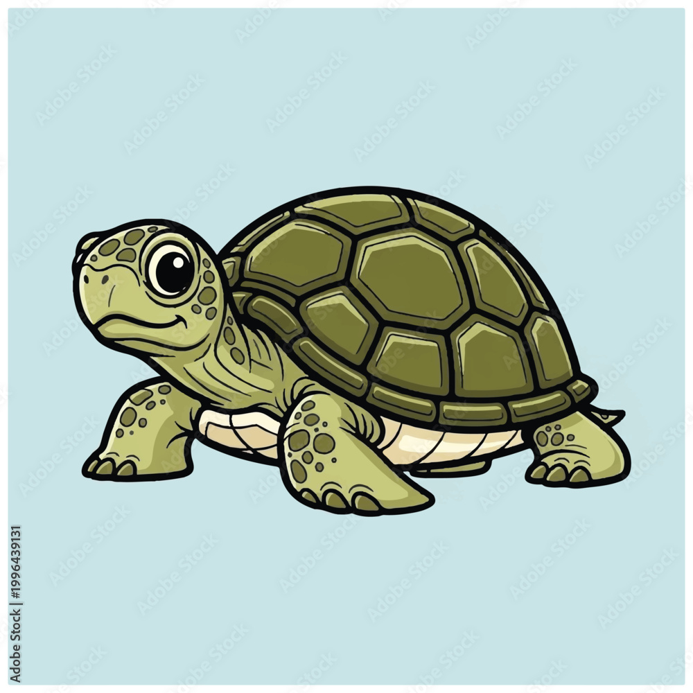 Fototapeta premium Cartoon turtle with green shell 1.