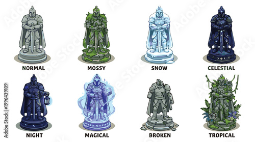Stylized Statues Bundle Vector Pack