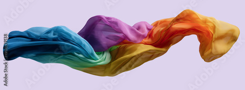 Multicolored fabric. Horizontal, popular, abstract, natural, beautiful background for demonstrating products, goods, text. Textiles, industry, ecology.