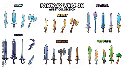 Stylized Fantasy Weapons Bundle Vector Pack