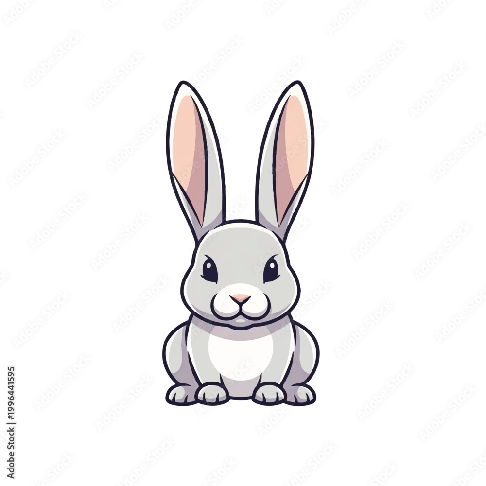Fototapeta premium Cute cartoon rabbit illustration with long ears.