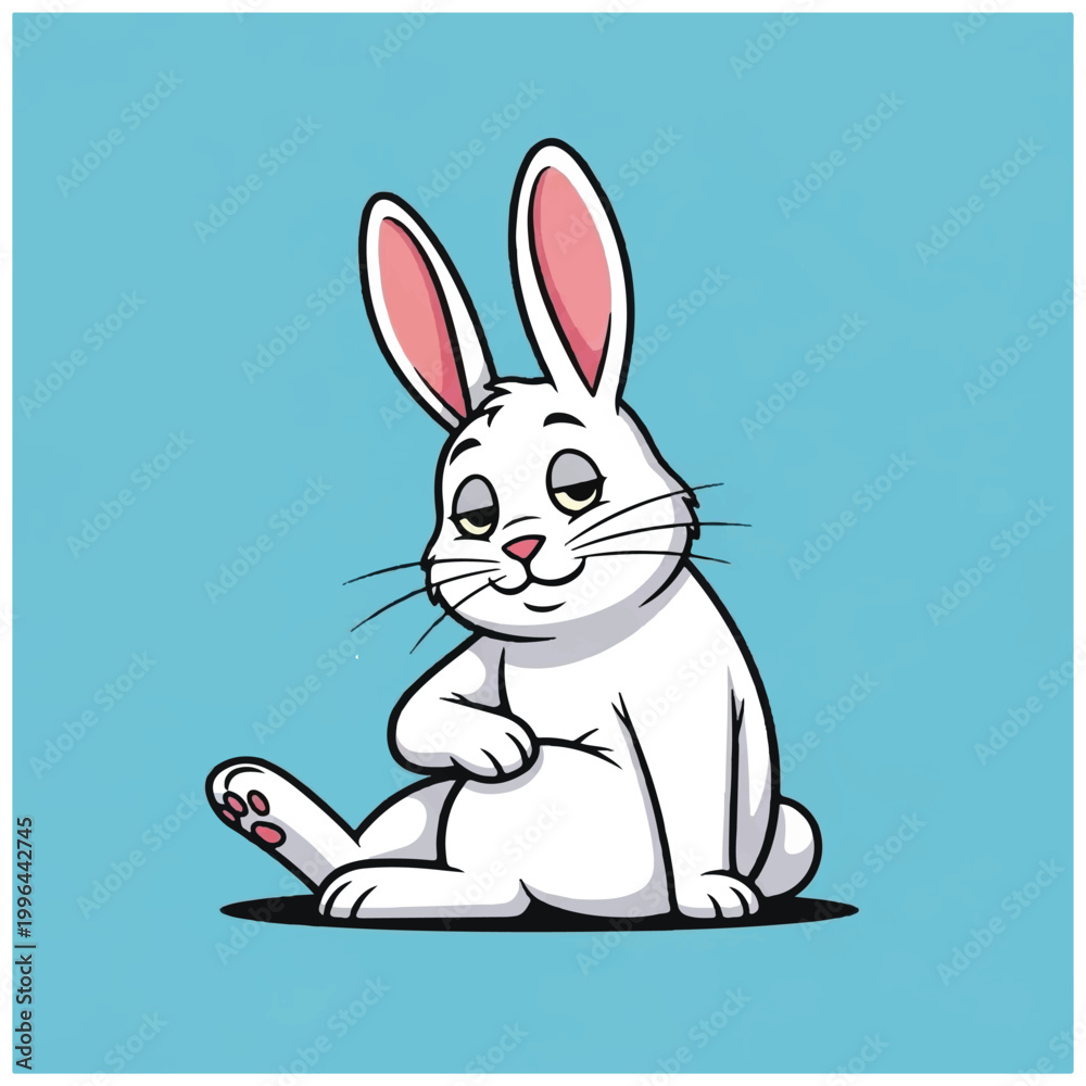 Obraz premium Cute white rabbit sitting down.