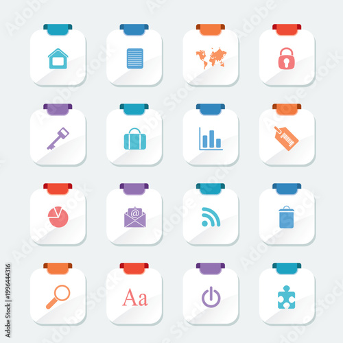 Bright Simple Business and Internet Icons - Vector Icon Set
