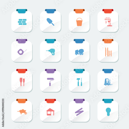 Bright Construction and Building Icons - Vector Icon Set