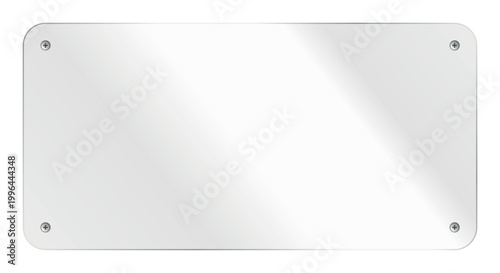 Brushed metal plate with soft light reflection rounded rectangle shape minimal industrial background silver panel template modern clean design empty space interface mockup
