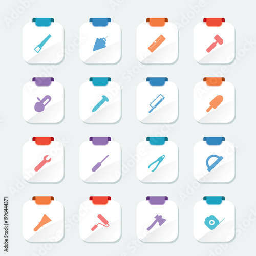 Bright Construction and Building Tools icons - Vector Icon Set