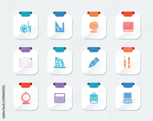 Bright School and education icons - vector icon set