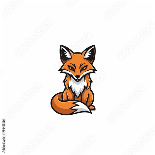 Stylized cartoon fox sitting and looking forward.
