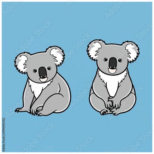 Two Cute Koalas Sitting Together.