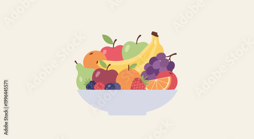Fresh mixed fruits in a ceramic bowl.