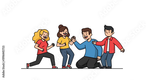 Joyful Group of Friends Celebrating Together with Happiness.