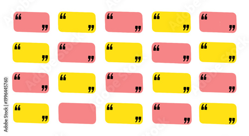 hand-drawn quote boxes and speech bubbles create an empty grid for creative text frames and social media messages.