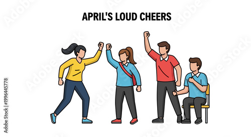 Joyful Group of People Celebrating Success and Happiness Together.