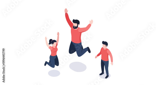 Joyful People Jumping in the Air with Excitement and Happiness.