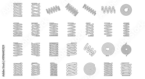 collection of various spring coil illustrations spiral compression and tension types