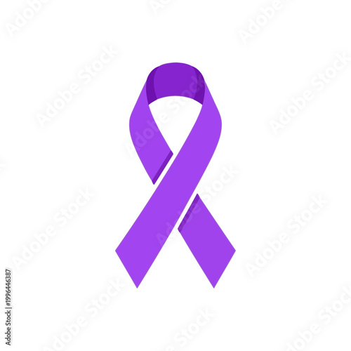 Purple Awareness Ribbon Vector for Alzheimer's, Pancreatic Cancer, Domestic Violence, and Epilepsy Awareness Isolated on White Background