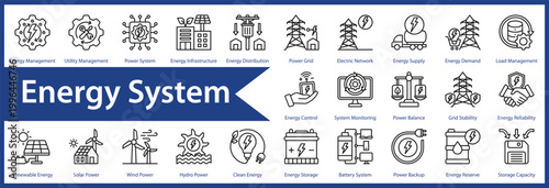 Energy System web icon set and collection