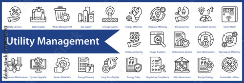 Utility Management web icon set and collection