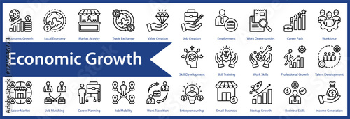 Economic Growth web icon set and collection