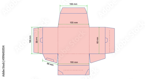 Packaging template, box design, blueprint for folding carton, die-cut layout