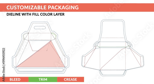 Customizable Packaging Dieline Template with Bleed, Trim, and Crease Lines