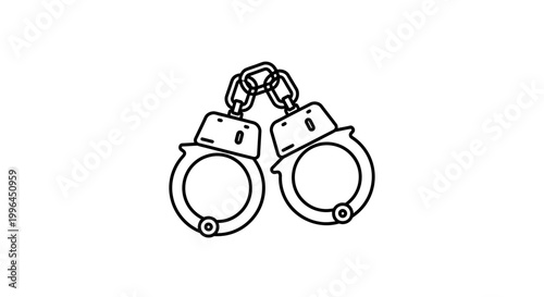 Handcuffs Icon, Crime and Justice Symbol, Police Equipment, Simple Line Art