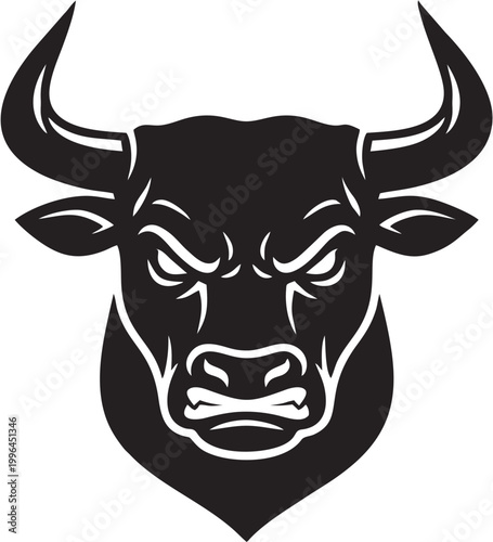 Fierce Bull Head Silhouette - A Powerful Symbol of Strength and Determination