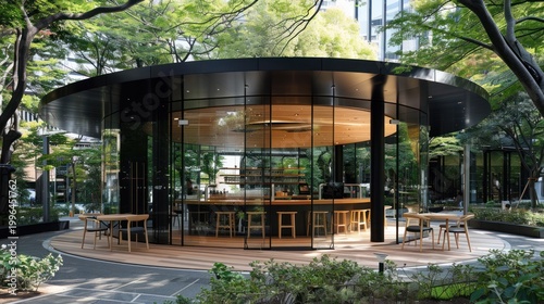 Modern, Circular Outdoor Cafe in Park