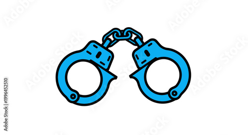 Blue Handcuffs Icon, Symbol of Arrest, Crime, Justice, Security, Freedom Restriction